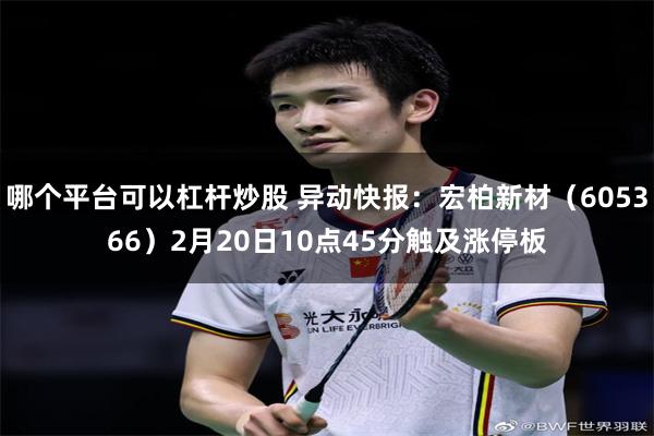 哪个平台可以杠杆炒股 异动快报：宏柏新材（605366）2月20日10点45分触及涨停板
