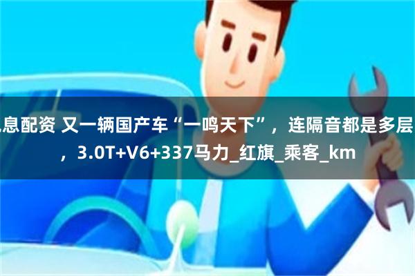 免息配资 又一辆国产车“一鸣天下”，连隔音都是多层的，3.0T+V6+337马力_红旗_乘客_km